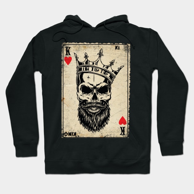 King And Queen Skull Card Hearts Flush Couple Skull Hoodie by Rogamshop